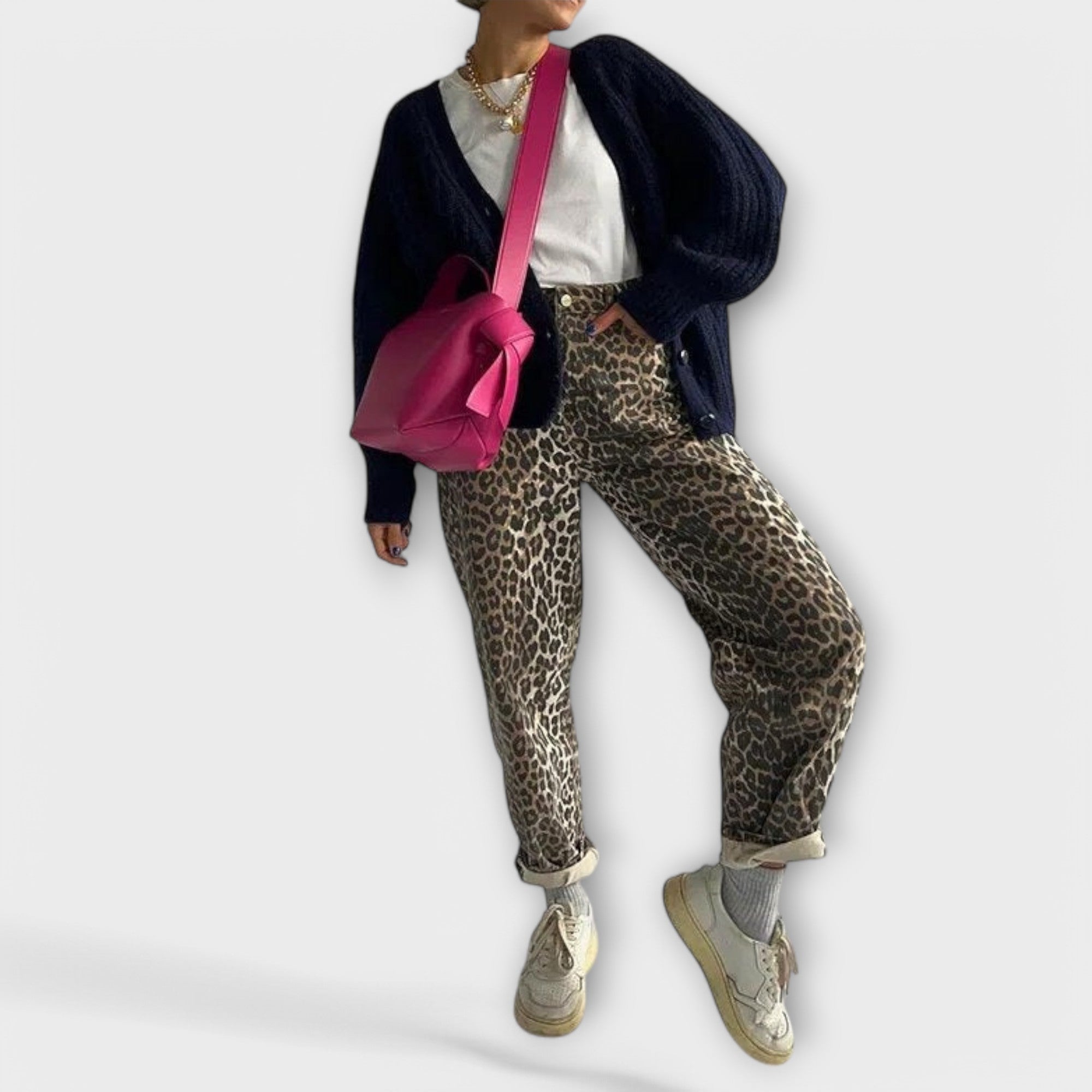 Tereza | Vintage džíny s leopardím potiskem